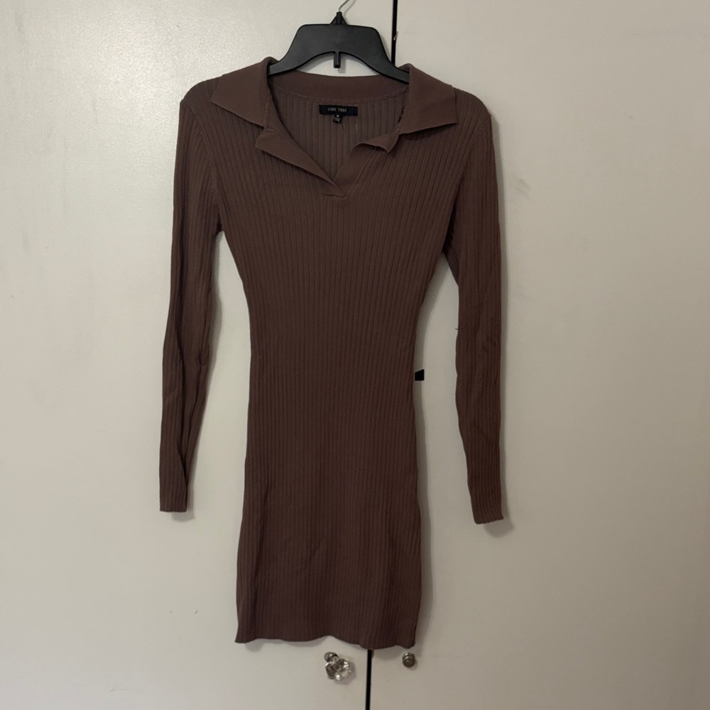 Love Tree Chocolate Long Sleeve Dress
